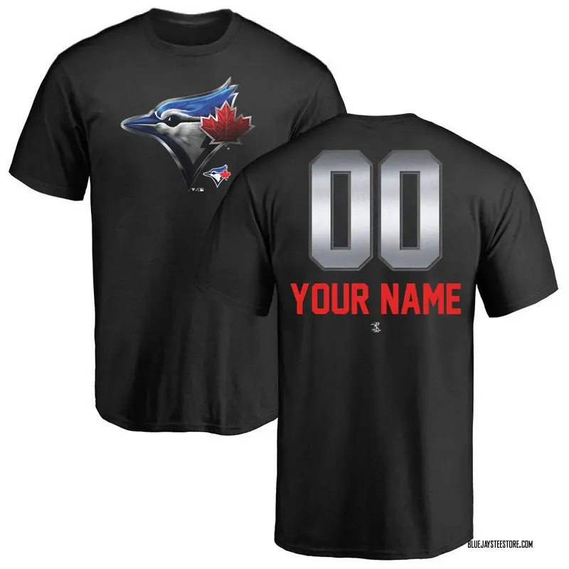 Men's Custom Toronto Blue Jays Custom Midnight Mascot T-Shirt - Black