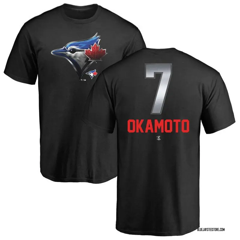 Men's Kazuma Okamoto Toronto Blue Jays Midnight Mascot T-Shirt - Black