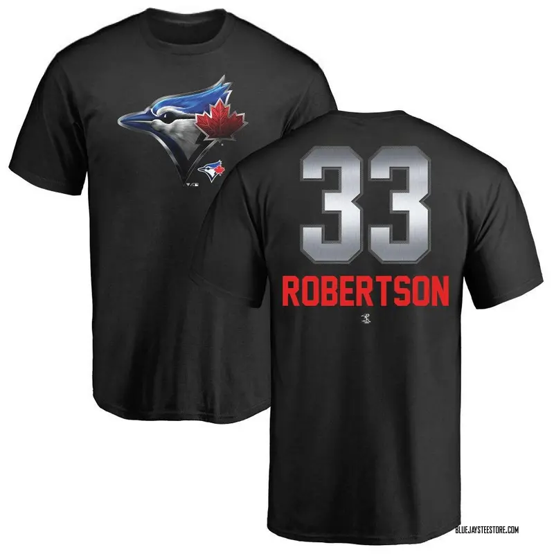 Men's Nick Robertson Toronto Blue Jays Midnight Mascot T-Shirt - Black
