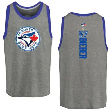 Men's Shane Bieber Toronto Blue Jays Backer Tri-Blend Tank Top - Ash