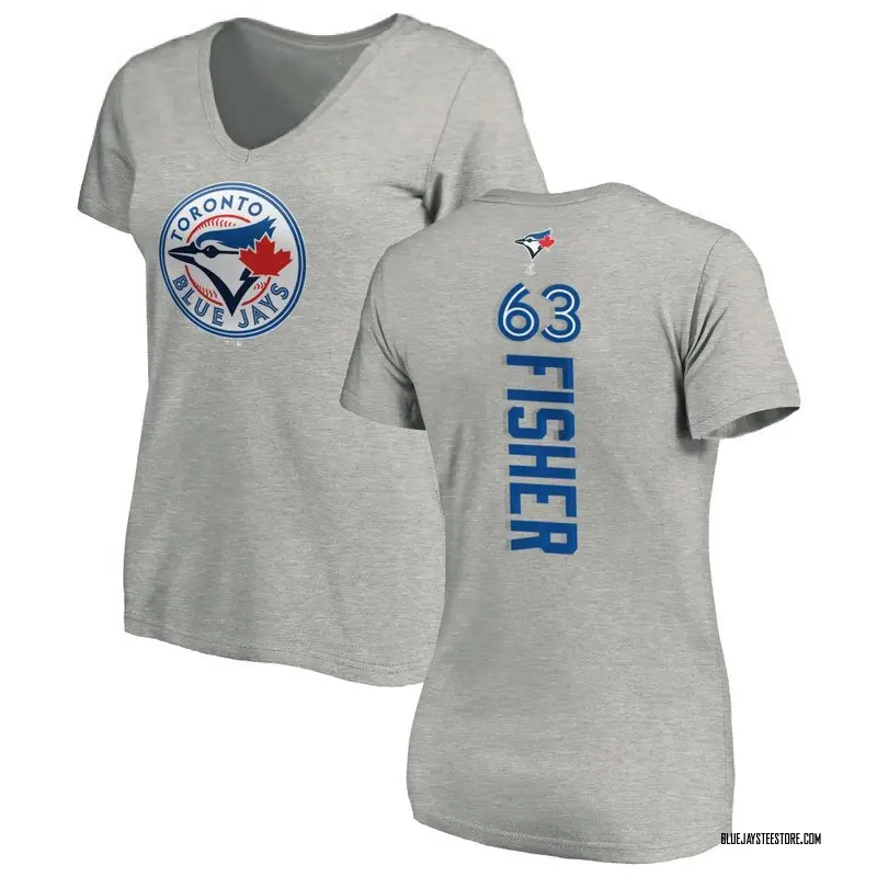 Women's Braydon Fisher Toronto Blue Jays Backer Slim Fit T-Shirt - Ash