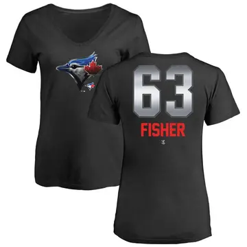 Women's Braydon Fisher Toronto Blue Jays Midnight Mascot V-Neck T-Shirt - Black