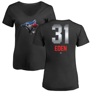 Women's Cam Eden Toronto Blue Jays Midnight Mascot V-Neck T-Shirt - Black