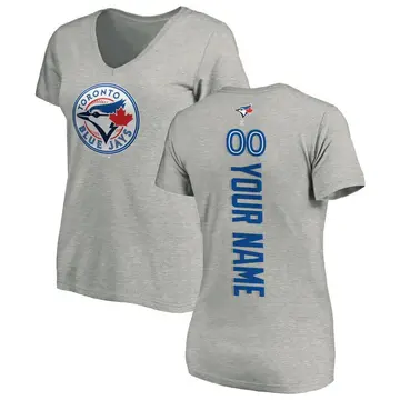 Women's Custom Toronto Blue Jays Custom Backer Slim Fit T-Shirt - Ash