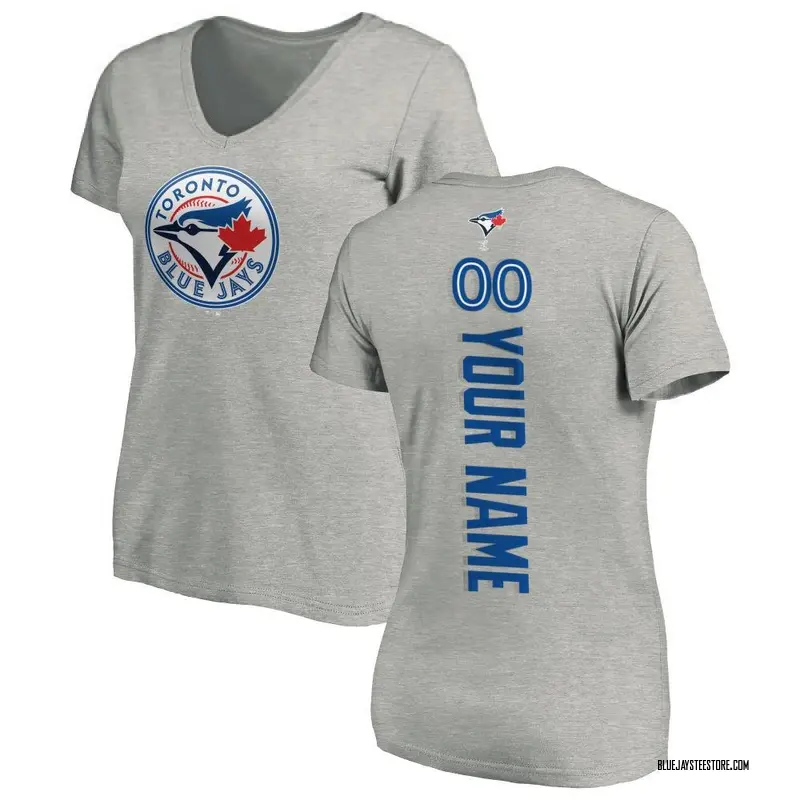 Women's Custom Toronto Blue Jays Custom Backer Slim Fit T-Shirt - Ash