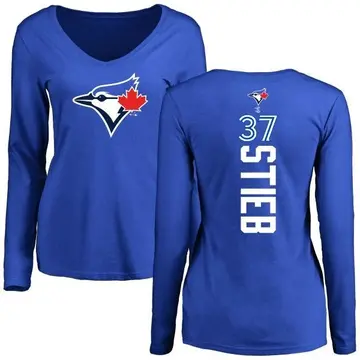 Women's Dave Stieb Toronto Blue Jays Backer Slim Fit Long Sleeve T-Shirt - Royal
