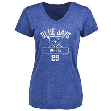 Women's Devon White Toronto Blue Jays Base Runner Tri-Blend T-Shirt - Royal