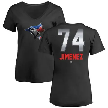 Women's Eloy Jimenez Toronto Blue Jays Midnight Mascot V-Neck T-Shirt - Black