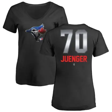 Women's Hayden Juenger Toronto Blue Jays Midnight Mascot V-Neck T-Shirt - Black