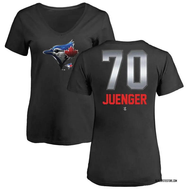 Women's Hayden Juenger Toronto Blue Jays Midnight Mascot V-Neck T-Shirt - Black