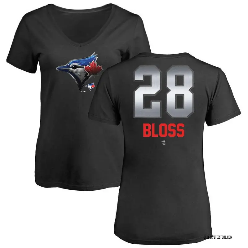 Women's Jake Bloss Toronto Blue Jays Midnight Mascot V-Neck T-Shirt - Black
