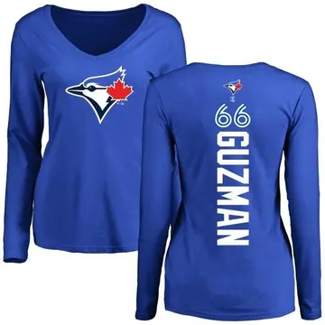 Women's Juan Guzman Toronto Blue Jays Backer Slim Fit Long Sleeve T-Shirt - Royal