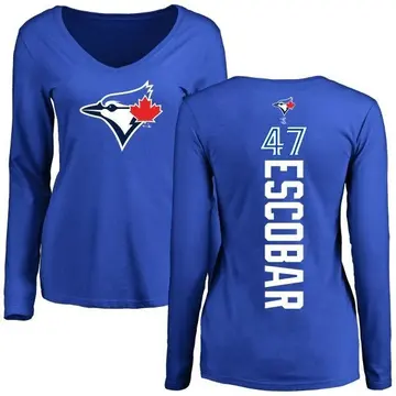 Women's Kelvim Escobar Toronto Blue Jays Backer Slim Fit Long Sleeve T-Shirt - Royal