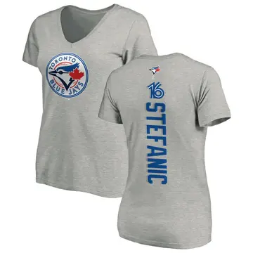 Women's Michael Stefanic Toronto Blue Jays Backer Slim Fit T-Shirt - Ash