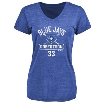 Women's Nick Robertson Toronto Blue Jays Base Runner Tri-Blend T-Shirt - Royal