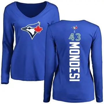 Women's Raul Mondesi Toronto Blue Jays Backer Slim Fit Long Sleeve T-Shirt - Royal