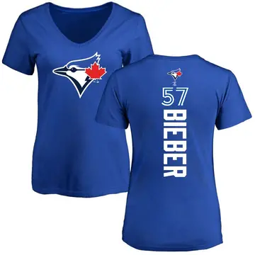 Women's Shane Bieber Toronto Blue Jays Backer Slim Fit T-Shirt - Royal