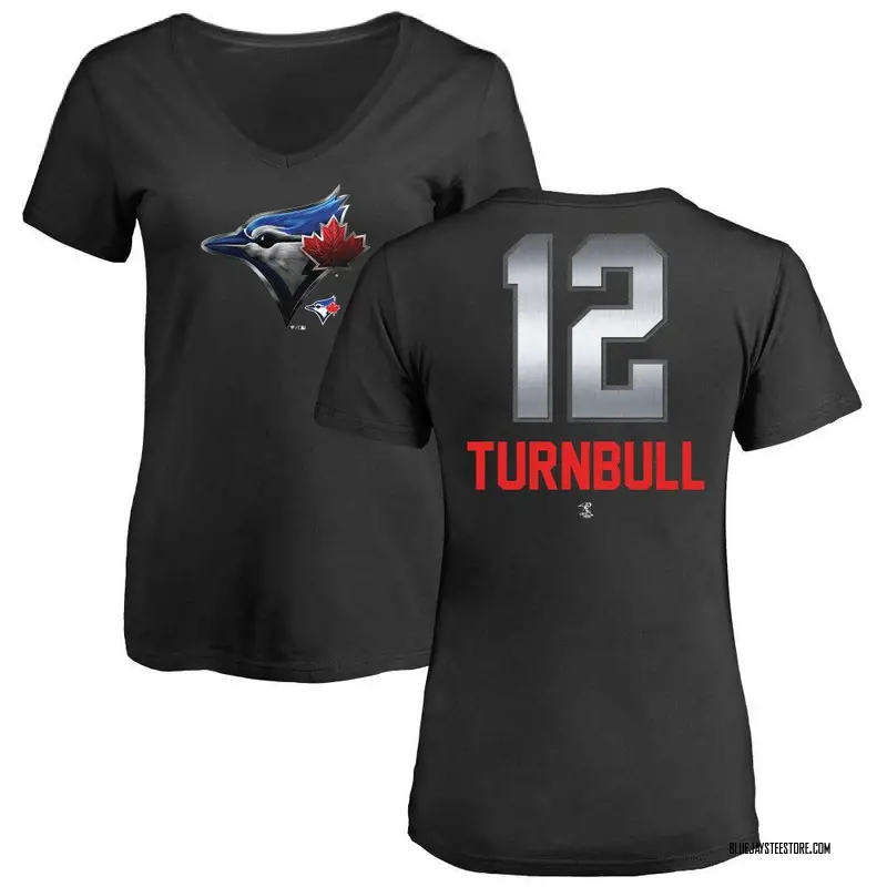 Women's Spencer Turnbull Toronto Blue Jays Midnight Mascot V-Neck T-Shirt - Black